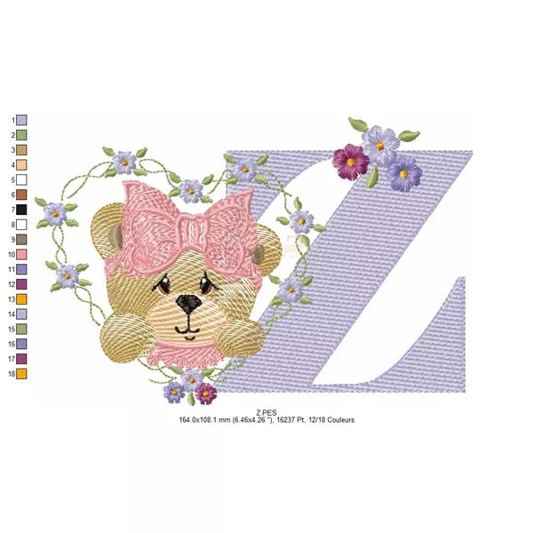 Info-taille-et-changements-couleurs-Lettre-Z-ourson-fille-motif-de-broderie-machine-CR10058
