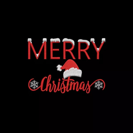 Merry-Christmas-flocons-chapeau-Motif-broderie-machine