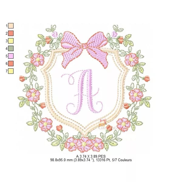 Monogramme-floral-royal-une-boucle-rose-lettre-A