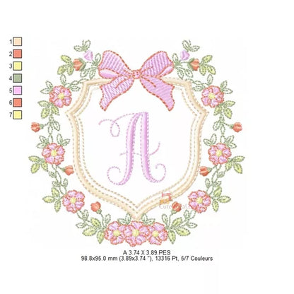 Monogramme-floral-royal-une-boucle-rose-lettre-A