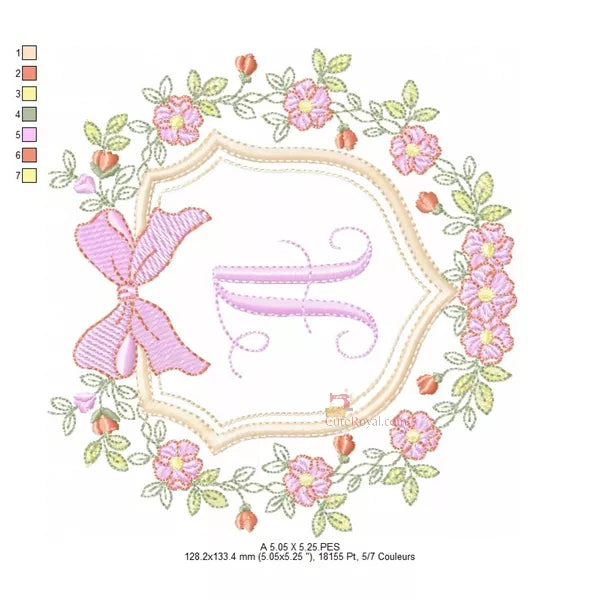 Monogramme-floral-royal-une-boucle-rose-lettre-A