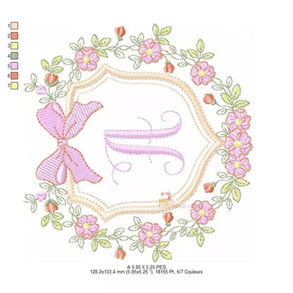 Monogramme-floral-royal-une-boucle-rose-lettre-A