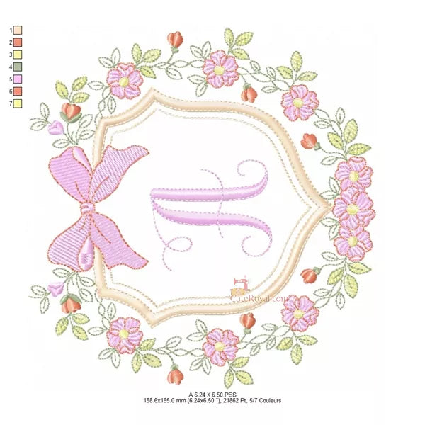 Monogramme-floral-royal-une-boucle-rose-lettre-A