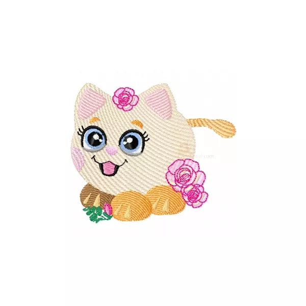 Motif-broderie-machine_Chaton-fille-avec-roses_CuteRoyal.com_CR10115