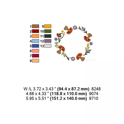 Fiche technique motif couronne champignons – 3 tailles, couleurs et points CR10125