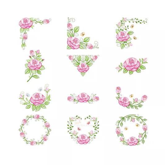 Motifs-broderie-machine-ensemble-12-roses-ondulees-et-papillons-CR10077-78-79