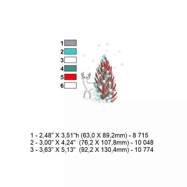 Sapin-et-cerf-sous-la-neige-tombante-fiche-technique-couleur-et-taille-motif-de-broderie-machine-CuteRoyal.com