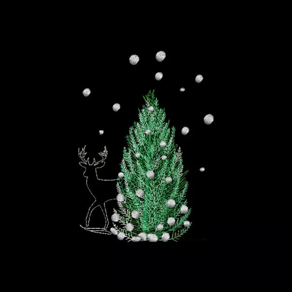 Sapin-paysage-neige-et-cerf-fond-noir-motif-broderie-machine-cr10063