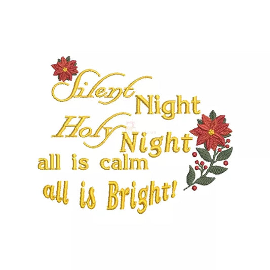 Silent-Night-Holy-Night-All-is-Calm-All-is-Bright-et-Poinsettia-Motif-de-Broderie-Machine-de-Noel