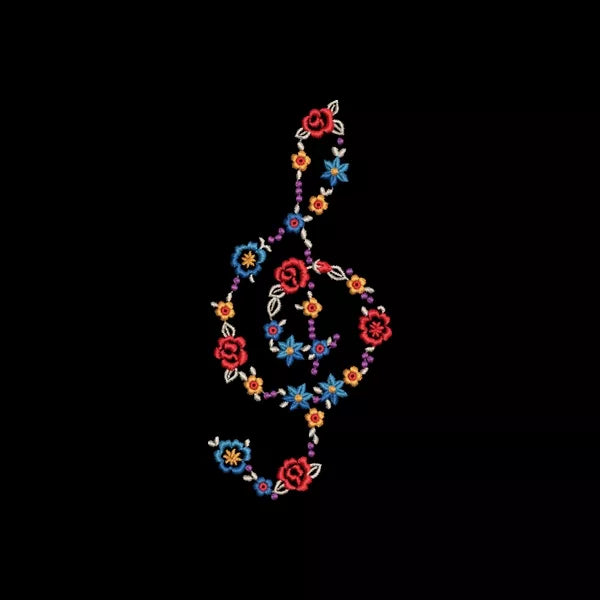 Clé de sol florale - Motif de broderie machine CuteRoyal |Floral treble clef - Machine Embroidery Design.
