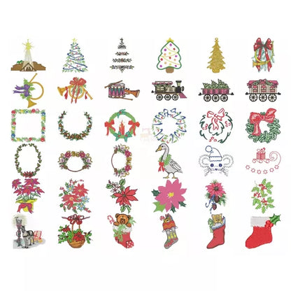 <img source='CR144NOEL.webp' alt='Collection festive : 144 motifs de broderie machine de Noël.' />.